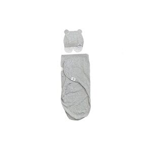 Gray Baby Swaddle and Hat Set to help sleep in light